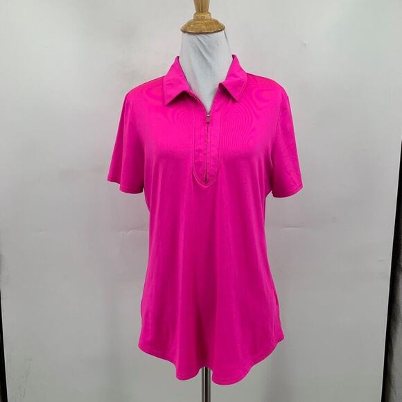 JoFit Polo Shirt Womens Small Pomegranate 1/4 Zip Short Sleeve Performance Golf - Picture 2 of 10